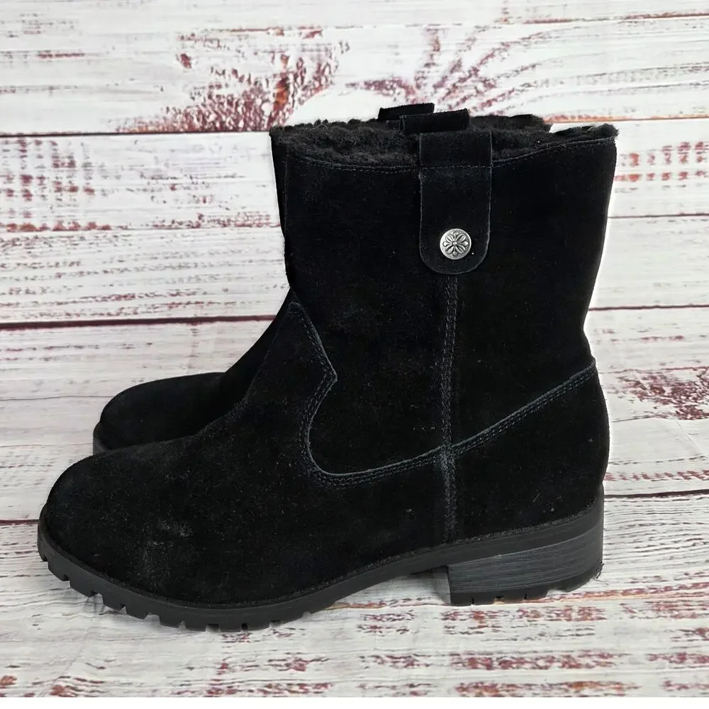 BJORNDAL Women's Kaidee Aspen Black Suede Boots 8 Comfort Slip on Neutral Basic